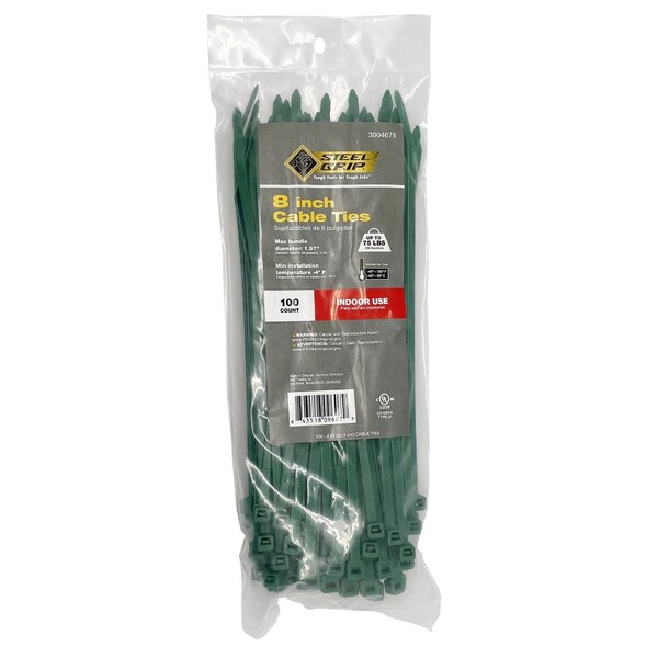 CABLETIE 875# GRN 100PK